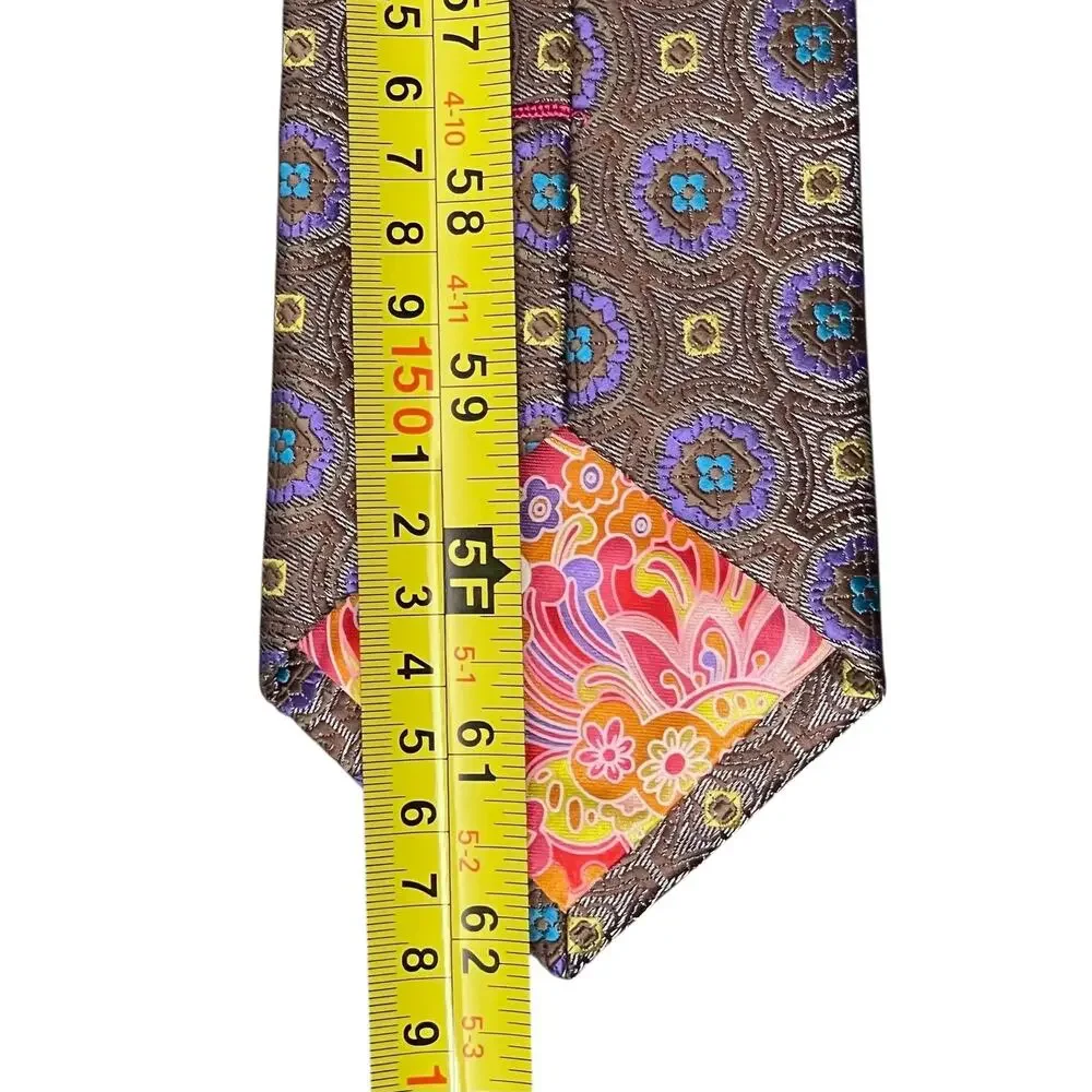 Sparks John Sparks Hand Made Geometric Tie Men's OS Brown Purple Pointed Necktie